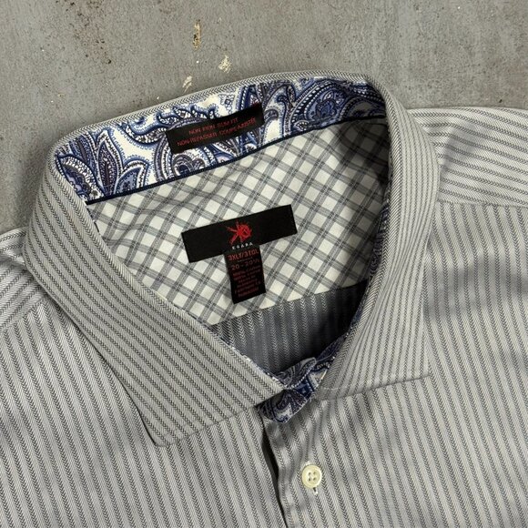 Egara Dress Shirt Non-Iron Slim Fit Long Sleeve Paisley Cuffs Striped 3XLT - Picture 6 of 7